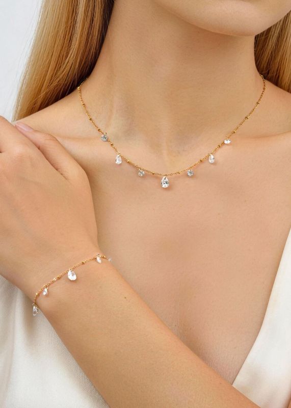 Wholesale Stainless Steel Pear-Cut CZ Bracelets