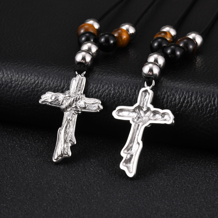Wholesale Stainless Steel Rosary Cross Necklaces