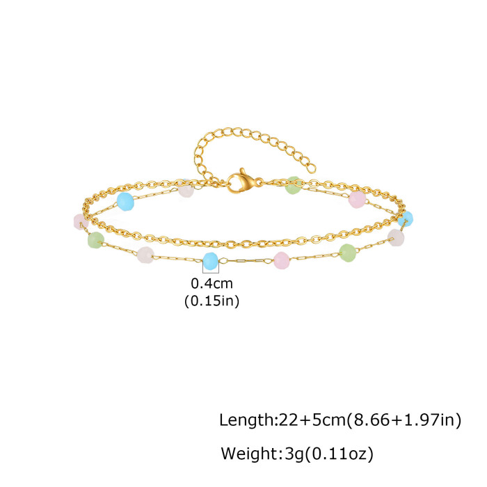 Wholesale Layered Crystal Beaded Beach Anklets