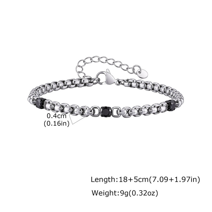 Wholesale Stainless Steel Black CZ Inlay Link Bracelets