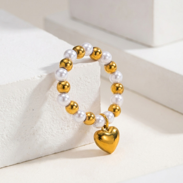 Wholesale Premium Pearl Puff Heart Elastic Rings