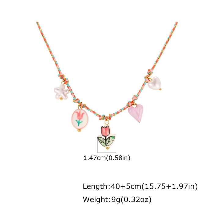Wholesale Colorful Braided Cord Charm Necklaces