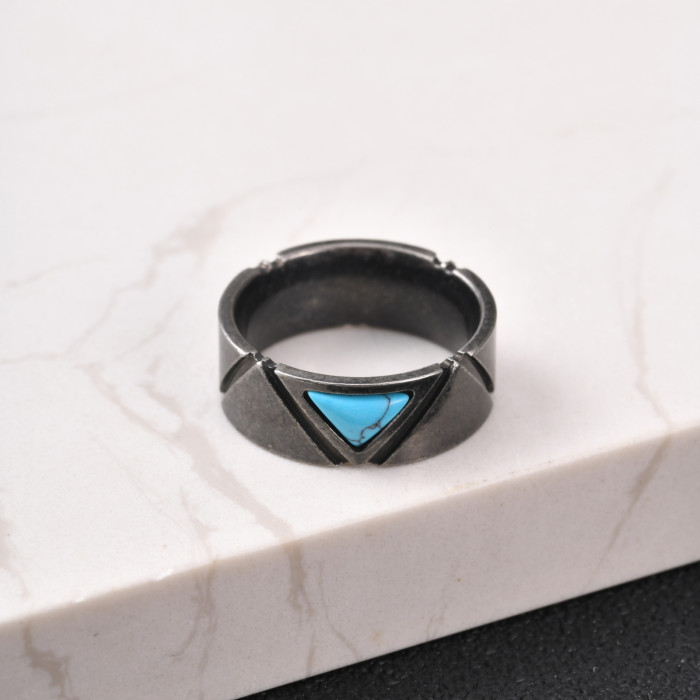 Wholesale Stainless Steel Turquoise Band Rings