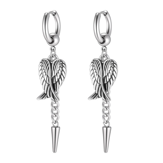 Wholesale Stainless Steel Angel Wings Drop Earrings