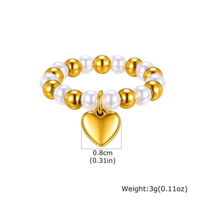 Wholesale Premium Pearl Puff Heart Elastic Rings