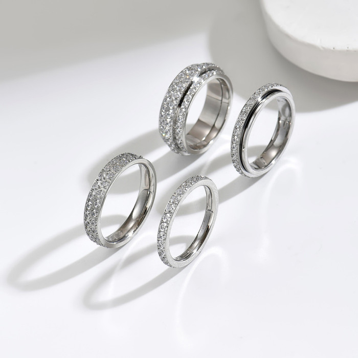 Wholesale Surgical Steel Micro-Pave Eternity Bands Ring