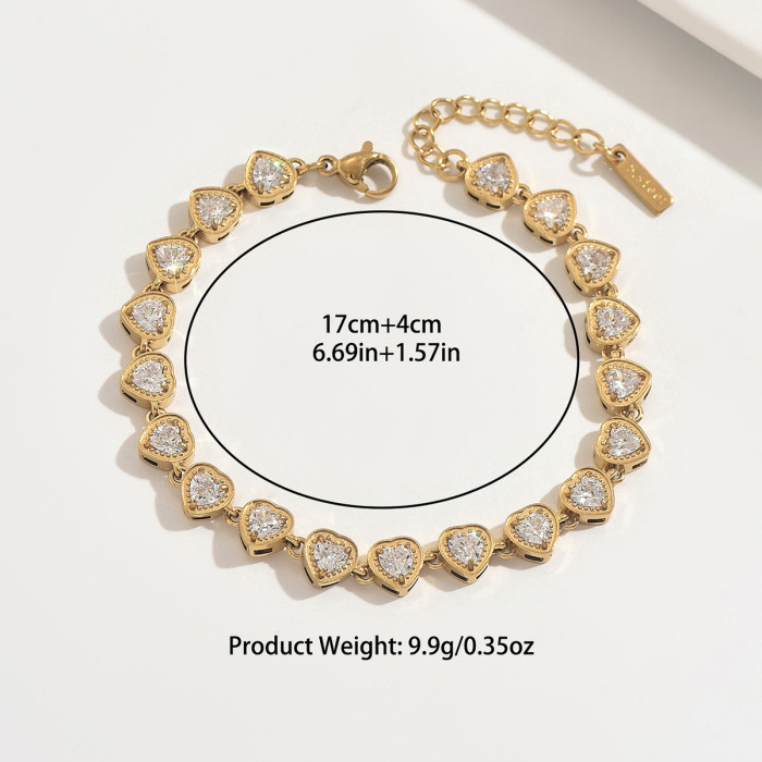 Wholesale Stainless Steel Heart-Link Tennis Bracelets