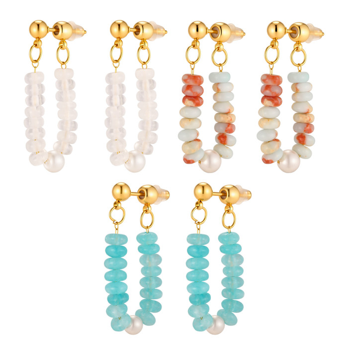 Wholesale Stone Beads Huggie Studs
