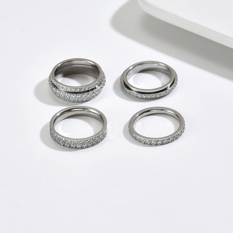 Wholesale Surgical Steel Micro-Pave Eternity Bands Ring