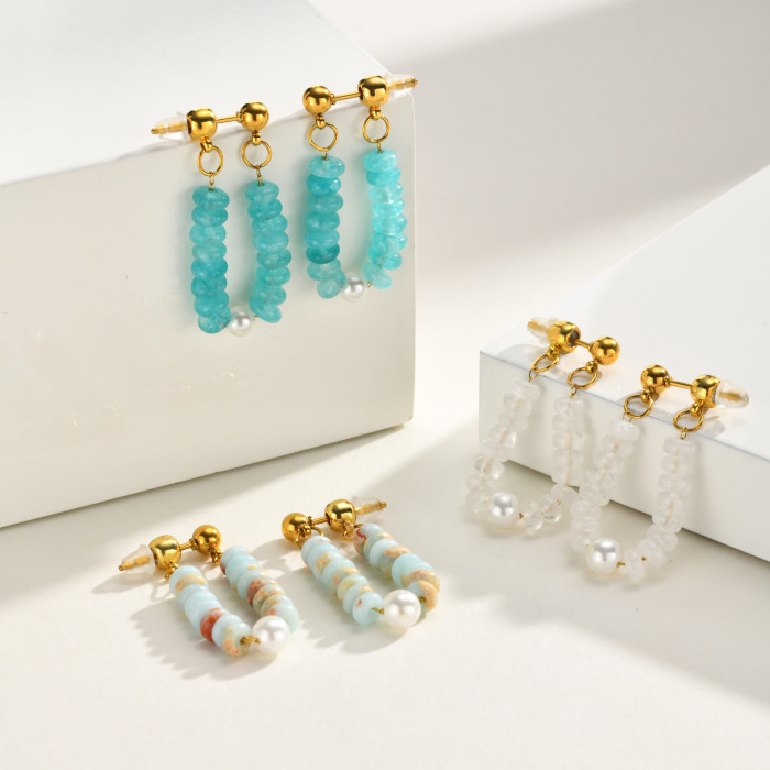 Wholesale Stone Beads Huggie Studs