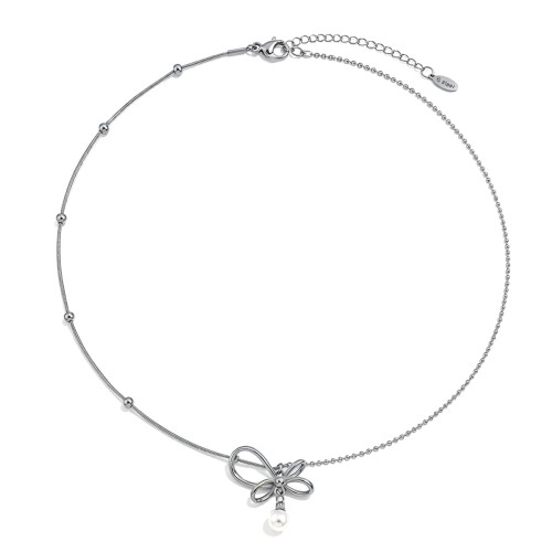 Wholesale Stainless Steel Bow Knot Necklaces