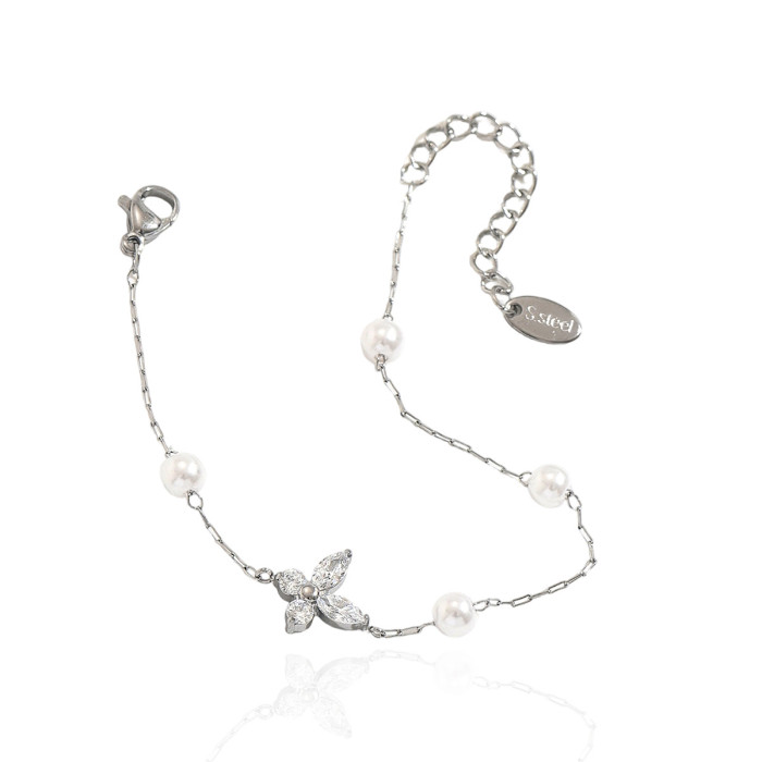 Wholesale Stainless Steel Pearl Flower Bracelet