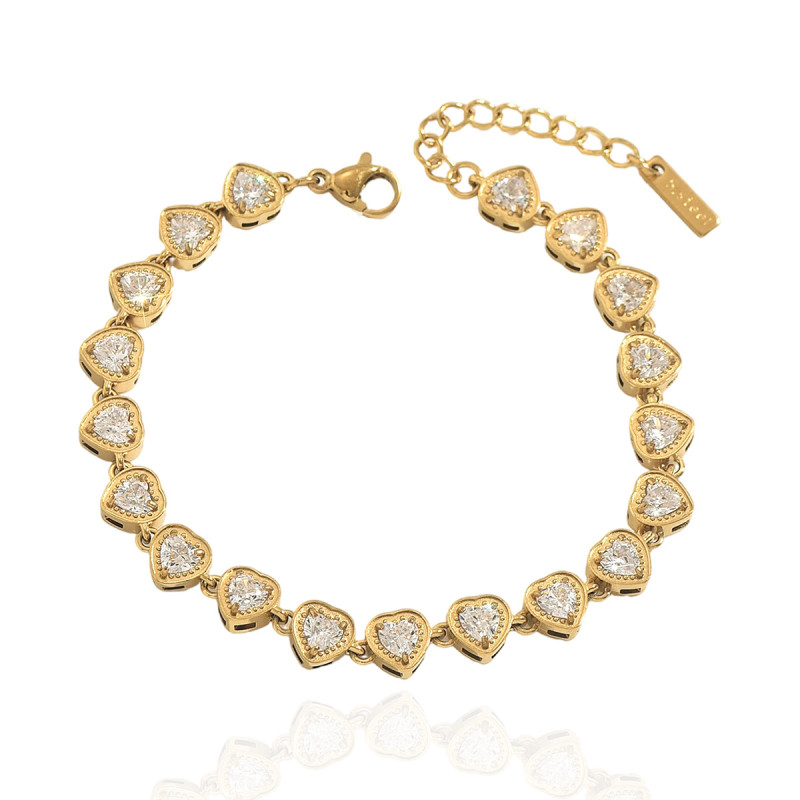 Wholesale Stainless Steel Heart-Link Tennis Bracelets