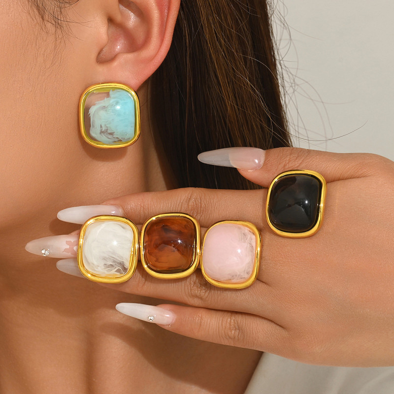 Wholesale Stainless Steel Resin Earrings