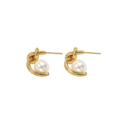 Wholesale Stainless Steel Knot Pearl Earrings