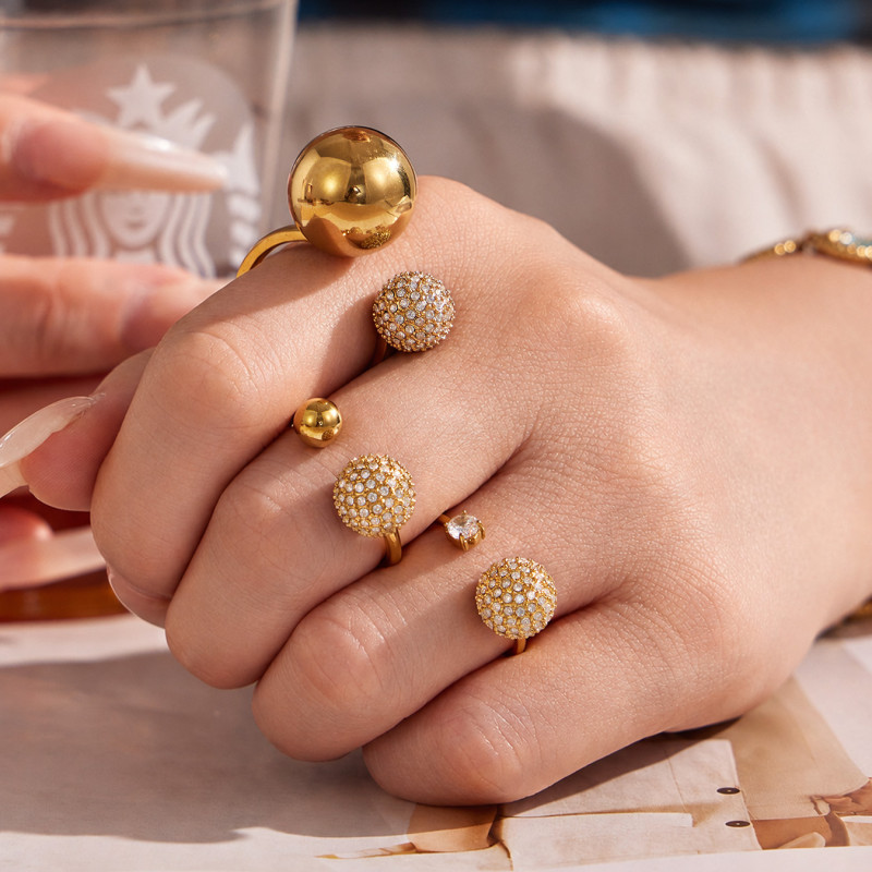 Wholesale Stainless Steel Micro-Pave 5A CZ Ball Rings