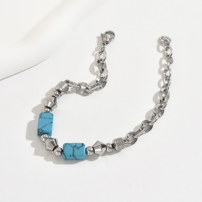 Wholesale Stainless Steel Turquoise Bead Bracelet