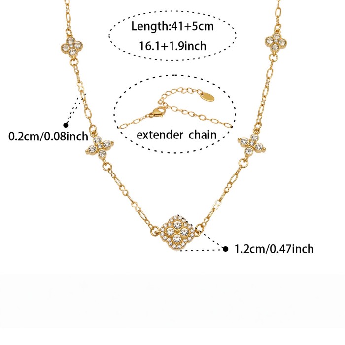 Wholesale Stainless Steel Flower Necklace & Bracelet Set