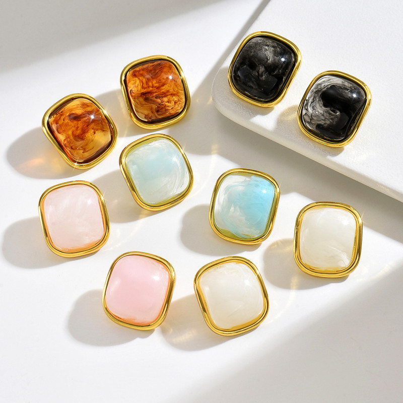 Wholesale Stainless Steel Resin Earrings