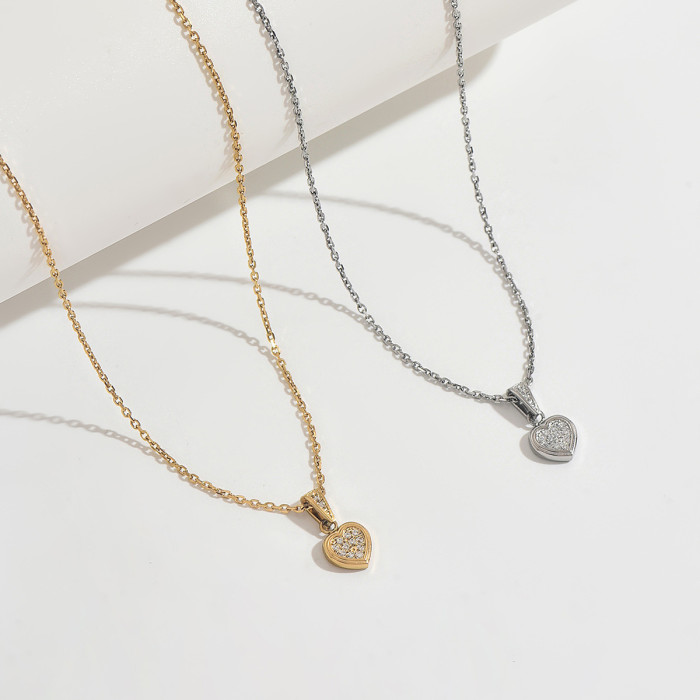 Wholesale Stainless Steel Micro-Pave Puffy Heart Choker