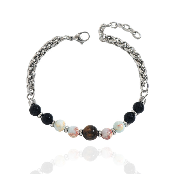 Wholesale Stainless Steel Natural Mineral Bracelet