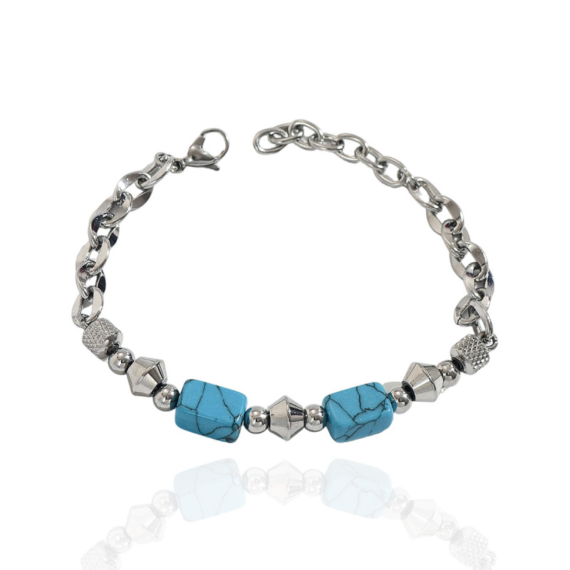 Wholesale Stainless Steel Turquoise Bead Bracelet