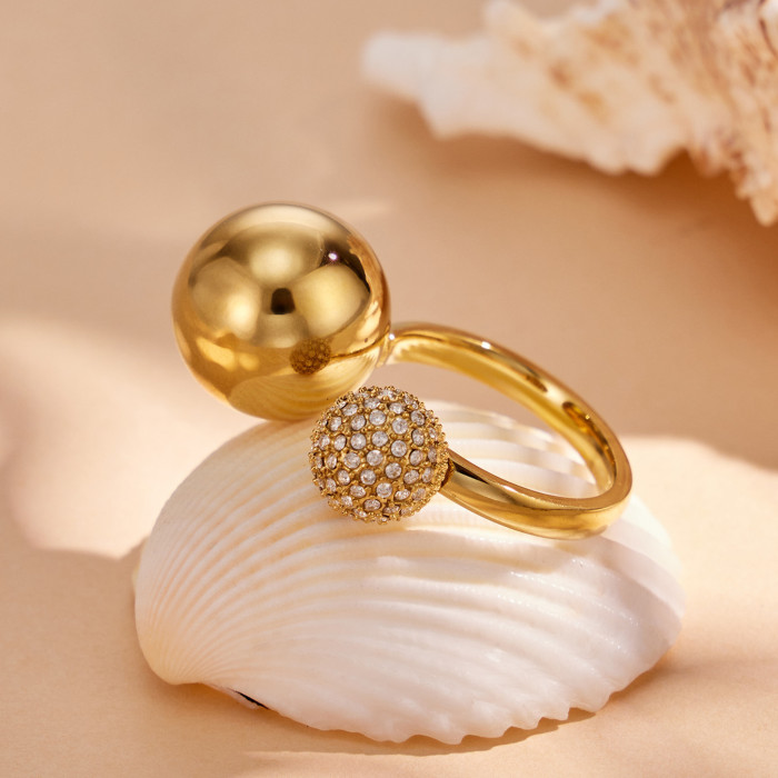 Wholesale Stainless Steel Micro-Pave 5A CZ Ball Rings