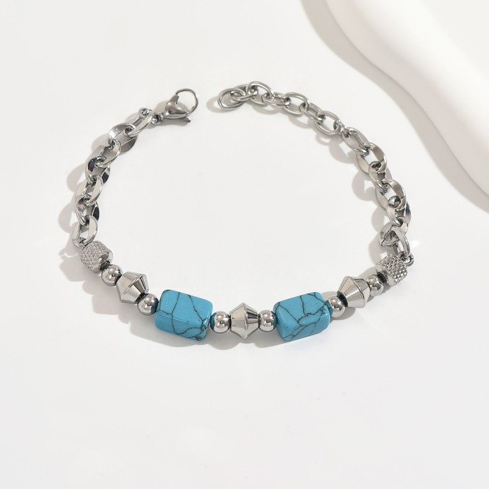 Wholesale Stainless Steel Turquoise Bead Bracelet