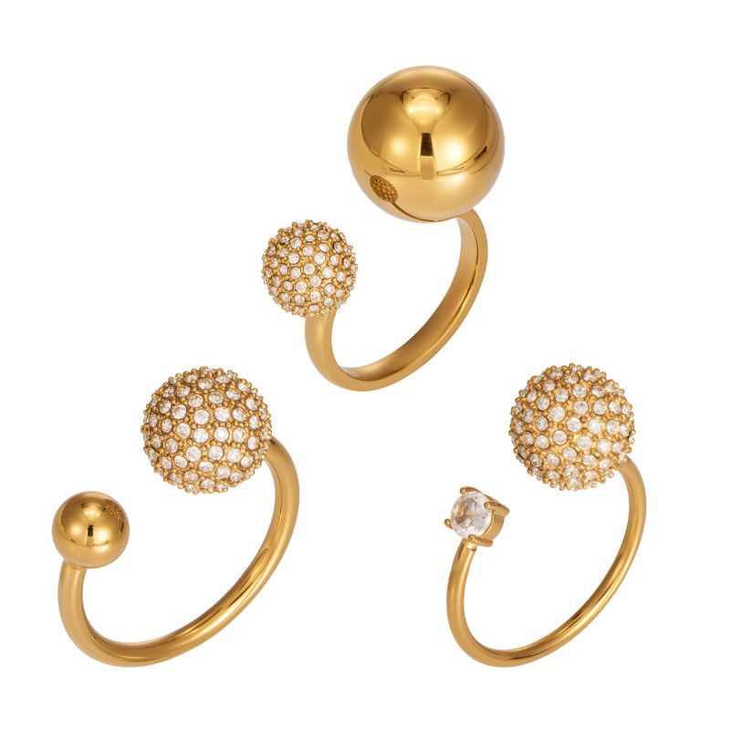 Wholesale Stainless Steel Micro-Pave 5A CZ Ball Rings