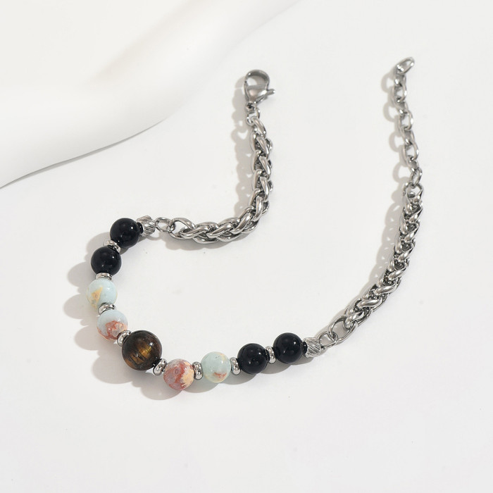 Wholesale Stainless Steel Natural Mineral Bracelet