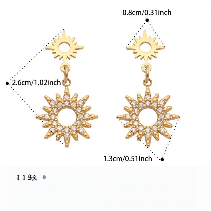 Wholesale Stainless Steel Sunburst Earrings