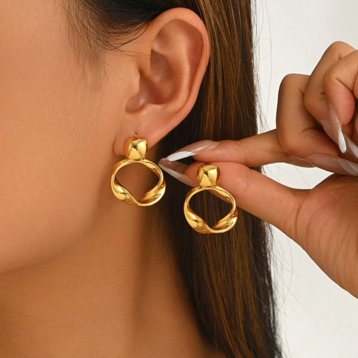Wholesale Premium Stainless Steel Twisted Mobius Earring