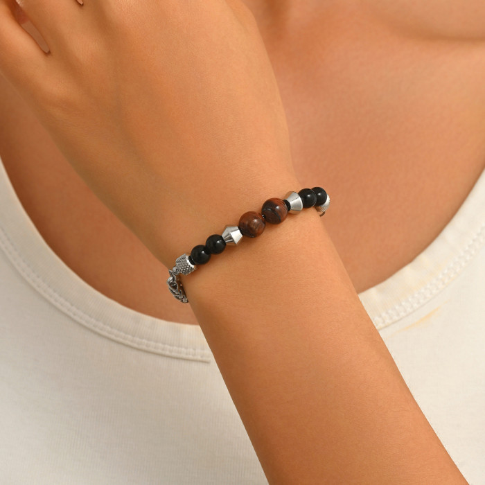 Wholesale Stainless Steel Natural Mineral Bracelet