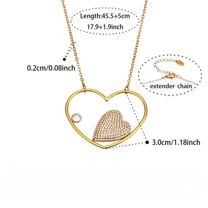 Wholesale Stainless Steel Multi-Layer Heart Necklace