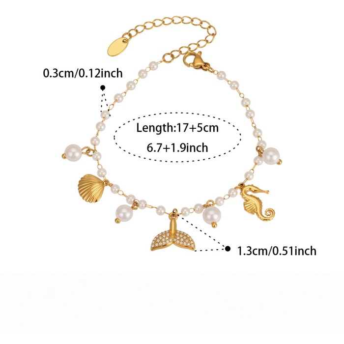 Wholesale Stainless Steel Ocean Tail Charms Bracelets