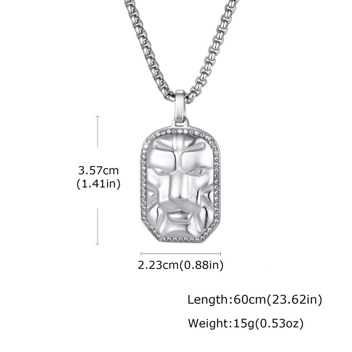 Wholesale Stainless Steel Lion Head Dog Tag Pendant