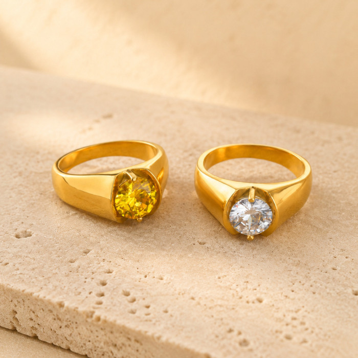 Wholesale Stainless Steel Solitaire Signet Rings