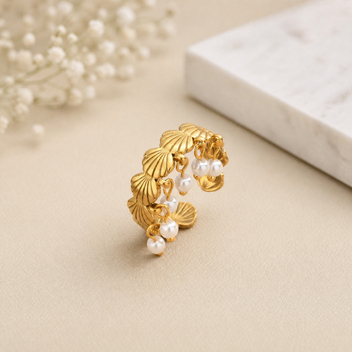Wholesale Stainless Steel Scallop Tassel Ring