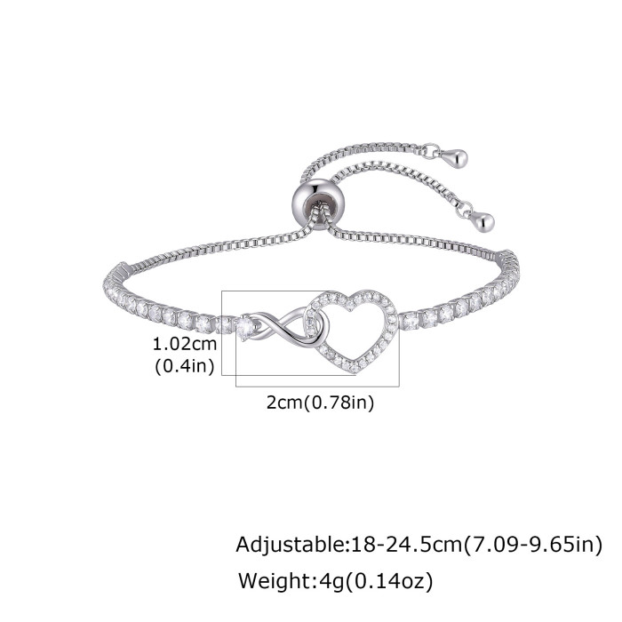 Wholesale CZ Heart and Infinity Symbol Tennis Bracelet
