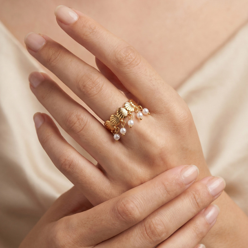 Wholesale Stainless Steel Scallop Tassel Ring