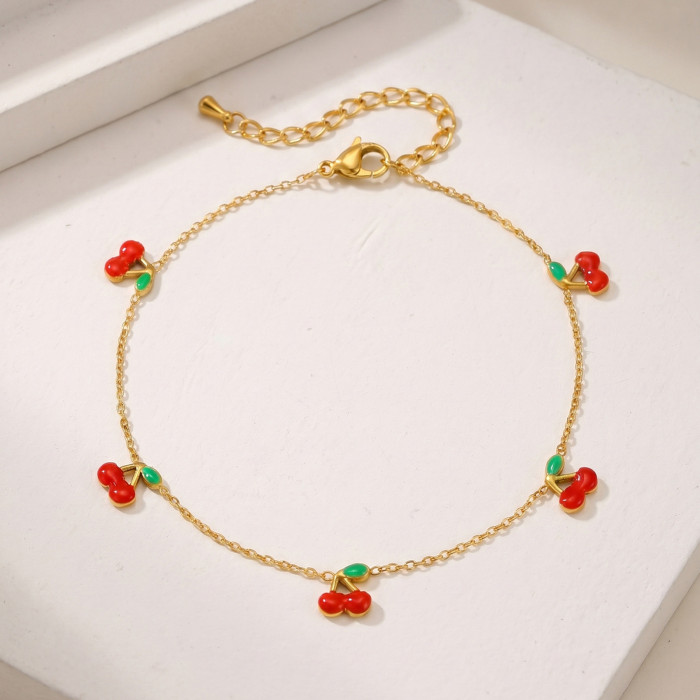 Wholesale Premium Stainless Steel Cherry Anklets