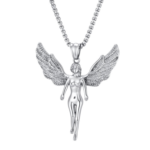 Wholesale 316L Stainless Steel Feathered Wings Angel Pendant
