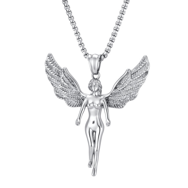 Wholesale 316L Stainless Steel Feathered Wings Angel Pendant