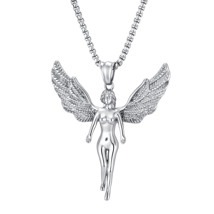 Wholesale 316L Stainless Steel Feathered Wings Angel Pendant