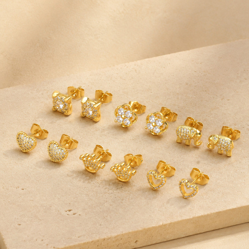 Wholesale Stainless Steel Micro-Pave Tiny Earring