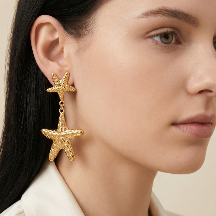 Wholesale Stainless Steel Starfish Earrings
