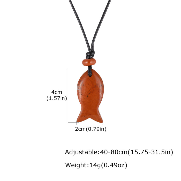 Wholesale Natural Obsidian Fish Necklace