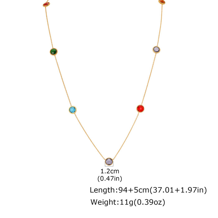 Wholesale Stainless Steel Multi-Color Crystal Long Chain