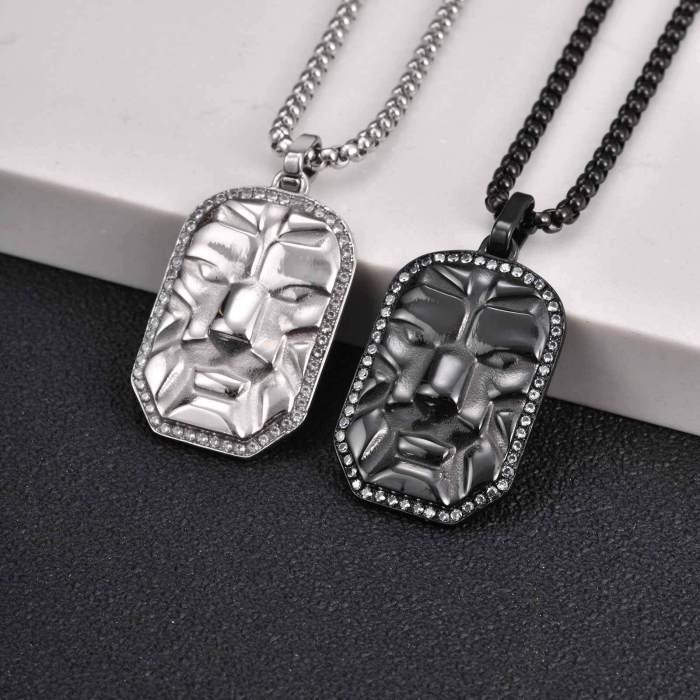 Wholesale Stainless Steel Lion Head Dog Tag Pendant