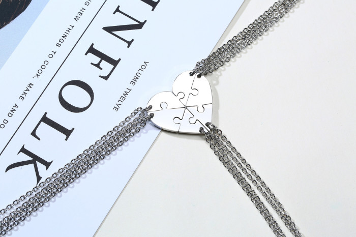 Wholesale Stainless Steel 5 Piece & 6 Piece Puzzle Heart Necklace Set
